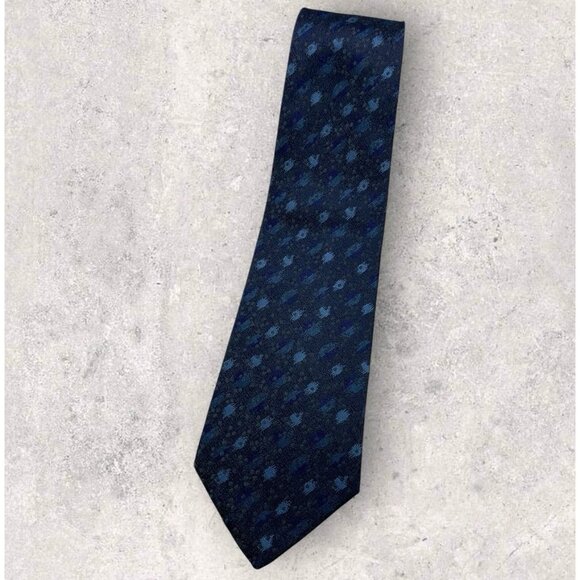 SALVATORE FERRAGAMO Silk Tie ITALY Gray Blue Art W:3.7